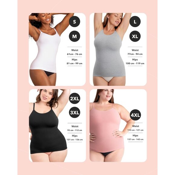 Womens Tops - Scoop Neck Cami Body Shaper for Women, Shapewear Tummy Control, Ca - Picture 3 of 6